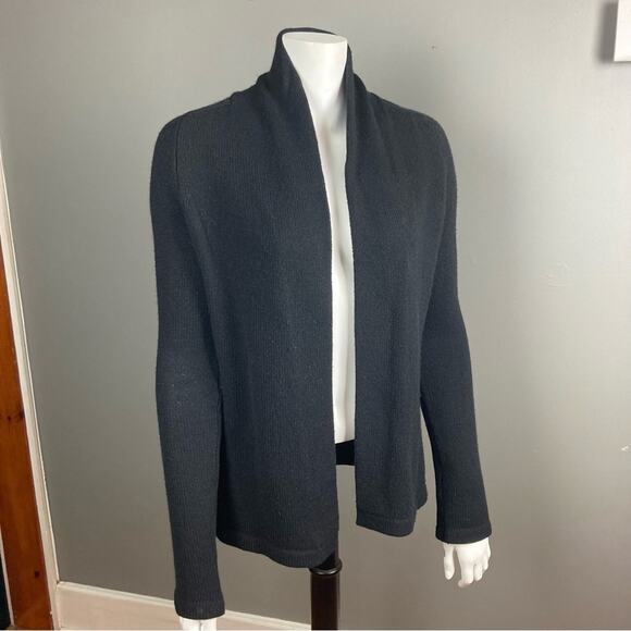 Theory black cardigan 100% cashmere open front super soft petite - Picture 7 of 9
